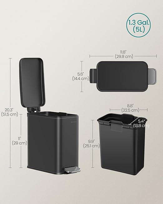SONGMICS Bathroom Trash Can, 1.3 Gallon Small Trash Bin - Image 7