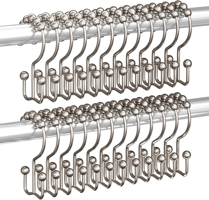 Titanker Shower Curtain Hooks Rings, Rust Resistant Metal Double Glide Shower by Titanker