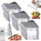 30 Pcs Reusable Mylar Bags for Food Storage, Waterproof Aluminum Foil Stand Up by Unknown