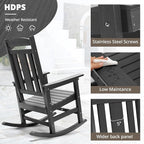 LUE BONA Outdoor Rocking Chairs Set, 3-Piece, HDPS Poly Porch Rockers with Table, Plastic Weather Resistant Rocking Chair Set for Outdoor Indoor, Garden, Backyard, 350lb, Gray Chairs+Table - Image 4