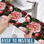 Blooming Peony Sink Splash Guard Pink Peony Flowers Faucet Absorbing Mat Fast - Image 5