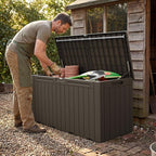 Greesum 110 Gallon Outdoor Storage Box with Lockable Lid, All-Weather Solution for Patio Furniture, Pool Supplies & Garden Tools, Waterproof, UV-Resistant Large Deck Box, Brown - Image 6