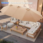 SUPERJARE 15FT Outdoor Umbrella for Patio, Double sided Pool Umbrellas with Fade Resistant Canopy, Large Table Umbrella for Deck, Market, Backyard - Beige - Image 4