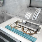 Nautical Anchor Dish Drying Mat 18x24 inch Coastal Boat Fast Dry Microfiber - Image 5
