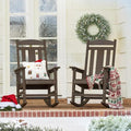LUE BONA Outdoor Rocking Chairs Set of 2, Weather Resistant HDPS Poly Rocker Chairs, 350lb Heavy Duty, Oversized Porch Rocker for Adult, High Back Smooth Rocking Chair for Outdoor & Indoor, Brown by LUEBONA