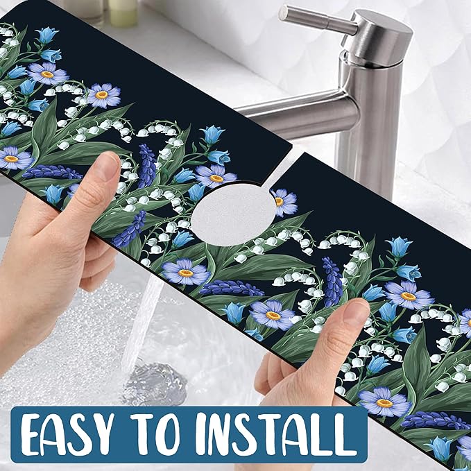 Blooming Lilies Sink Splash Guard Valley Lilies Flowers Faucet Absorbing Mat - Image 5