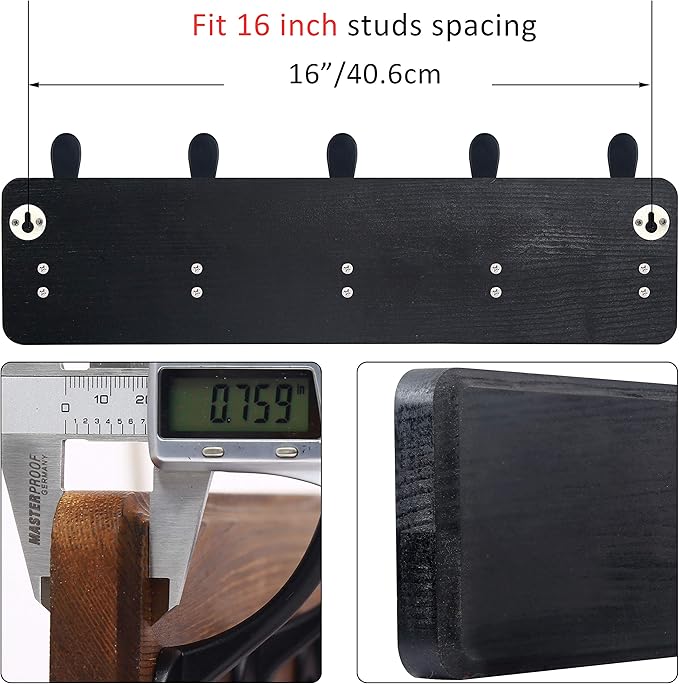 WEBI Rustic Coat Rack Wall Mount, Wood Coat Hooks Wall Mounted Coat Hanger - Image 2