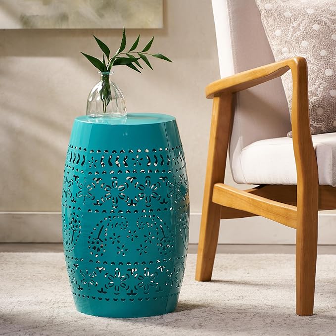 Christopher Knight Home Ruby Outdoor 12" Iron Side Table, Teal - Image 5