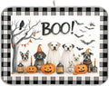 Halloween Dogs Dish Drying Mat for Kitchen Countertop 16x18 Raven Bat Pumpkin by Wamika