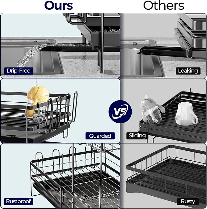 2 Tier Large Dish Drying Rack, Expandable Dish Rack - Image 7