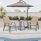 Patio Chairs Set of 2, Outdoor Dining Chairs Stackable for All Weather, Breathable Metal Modern Outside Furniture Chair for Pool Side, Garden, Backyard Deck, Brown - Image 3
