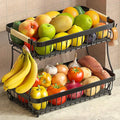 2 Tier Large Fruit Basket for Kitchen Counter by Sevenblue