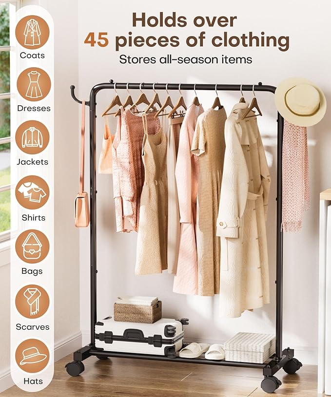 Homde Rolling Clothes Rack - Image 4