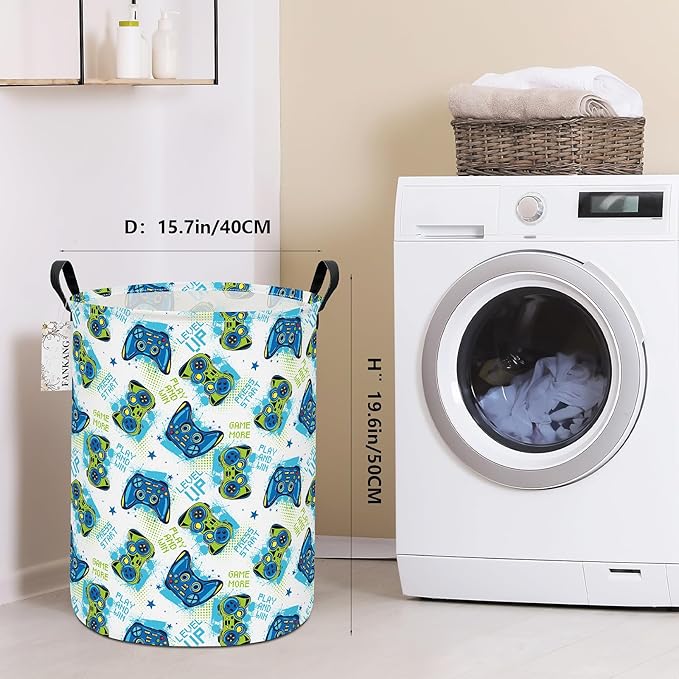 FANKANG Storage Basket, Nursery Hamper Canvas Laundry Basket Foldable - Image 2