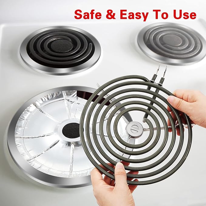 Dreyoo 60 Pcs Electric Stove Burner Covers, Disposable Aluminum Foil Drip Pan - Image 3
