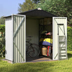 Patiowell 6x4 FT Outdoor Storage Shed, Garden Tool Storage Shed with Sloping Roof and Double Lockable Door, Outdoor Shed for Garden Backyard Patio Lawn,White - Image 3