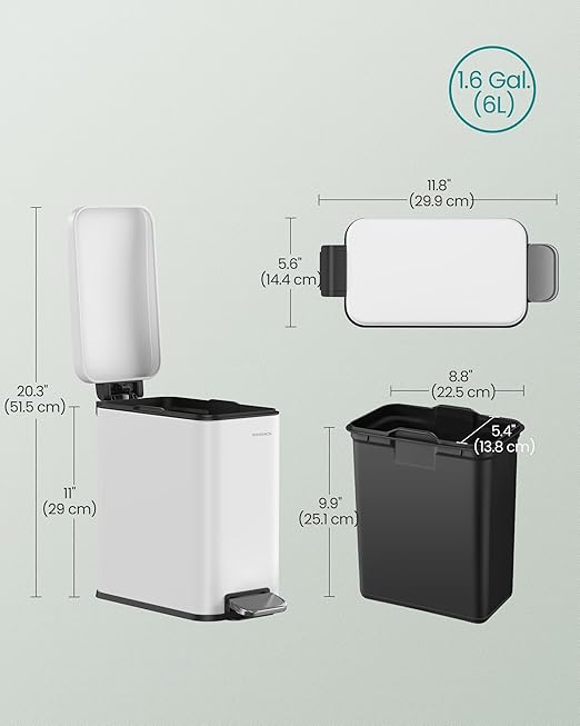 SONGMICS Bathroom Trash Can, 1.3 Gallon Small Trash Bin - Image 7
