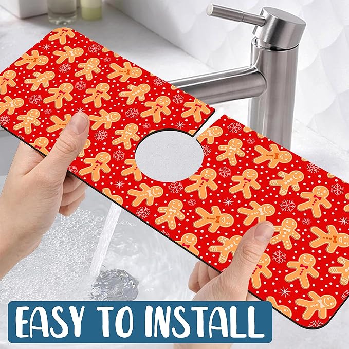 Christmas Merry Xmas Kitchen Sink Splash Guard Faucet Mat Santa Claus Super - Image 5