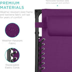 Best Choice Products 30” Wide Folding Zero Gravity Outdoor Recliner Patio Lounge Chair w/Adjustable Canopy Shade, Headrest, Side Accessory Tray - Amethyst Purple - Image 7
