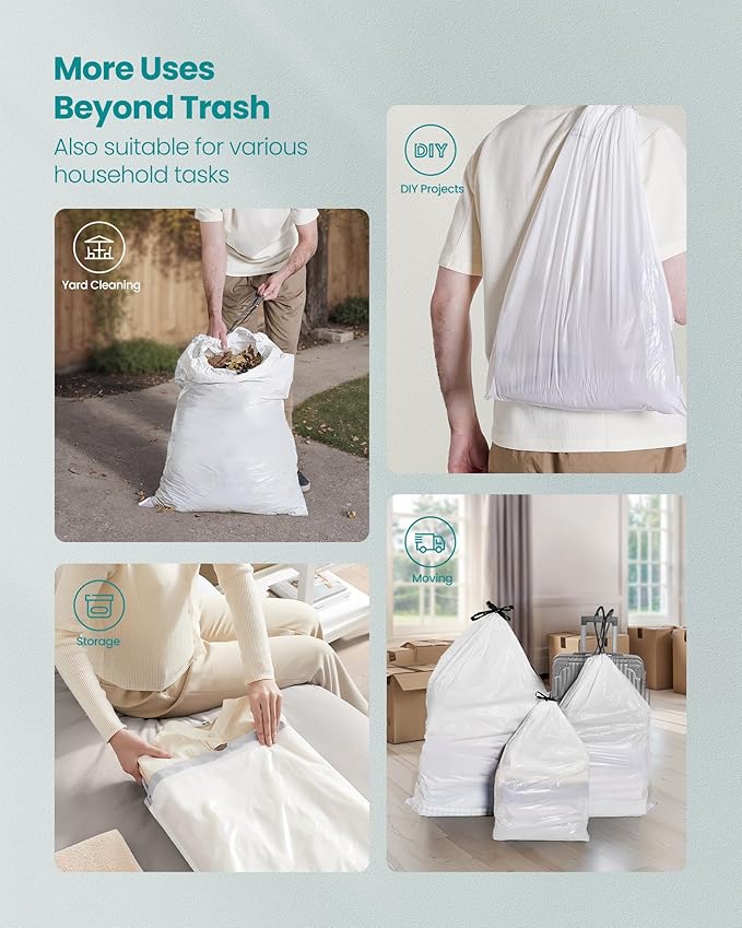 SONGMICS Trash Bags for 8-Gallon Trash Cans, Drawstring Kitchen Garbage Bags - Image 3