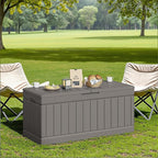 JUMMICO 78 Gallon Outdoor Deck Box Large Resin Storage Box for Patio Furniture Cushions and Garden Tools (Light Brown) - Image 7
