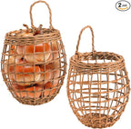 Elsjoy Set of 2 Hanging Onion Basket, Wall Mount Small Wicker Baskets by Elsjoy