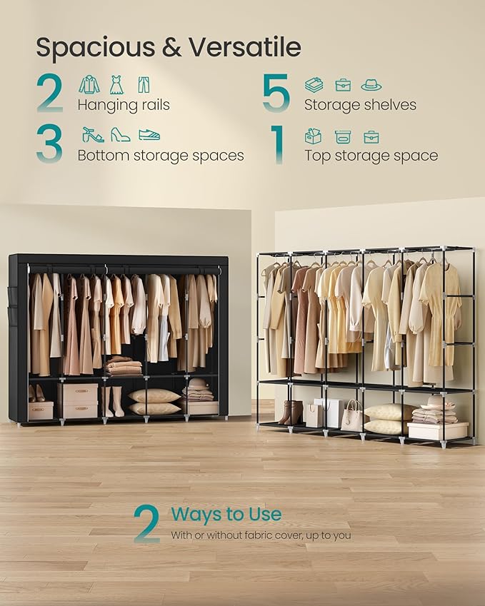 SONGMICS Portable Closet, Wardrobe Closet Organizer - Image 3