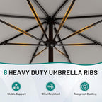 AreShark 9 FT Patio Umbrella for Outdoor, Outdoor Table Umbrella with Push Button Tilt and Crank, Outdoor Patio Umbrellas with 8 Sturdy Ribs for Market, Garden, Pool (Light Gray) - Image 3