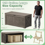 Greesum Outdoor Storage Box 120 Gallon Storage Bin with Lid for Patio Furniture, Garden Tools, Pool Supplies, Lockable, Waterproof and UV Resistant, Coffee - Image 5