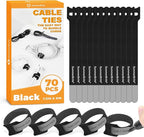 70 Pack Black Cable Ties 8 Inch by Summerbrite