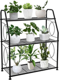 Plant Stand, 3 Tier Plant Shelf for Indoor Outdoor, Heavy Duty Metal Outdoor Plant Stand Holder Rack for Living Room Balcony and Garden, Black by VyGrow