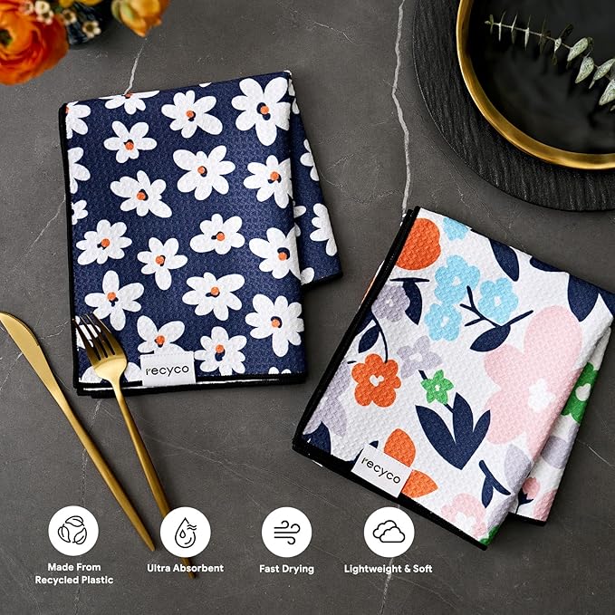 RECYCO Waffle Kitchen Towel Set of 2 - Image 3