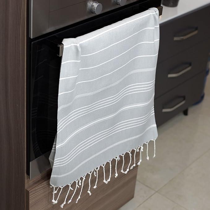 Clotho 4 Pack Silver Gray Turkish Hand Towels - Image 6