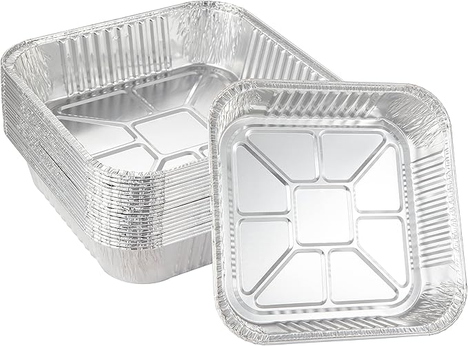 25pack- 8 x 8 Aluminum foil Pans Disposable Heavy Duty Square baking Cake Pan - Image 2