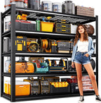 72" H Garage Shelving Heavy Duty Storage Shelves, Adjustable Metal Shelving Unit, Utility Garage Organizer Shelf for Basement, Pantry, Kitchen, Warehouse, Supermarket, 59" W x 19.7" D x 72" H by Unknown