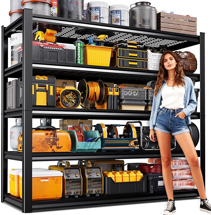 72" H Garage Shelving Heavy Duty Storage Shelves, Adjustable Metal Shelving Unit, Utility Garage Organizer Shelf for Basement, Pantry, Kitchen, Warehouse, Supermarket, 59" W x 19.7" D x 72" H by Unknown