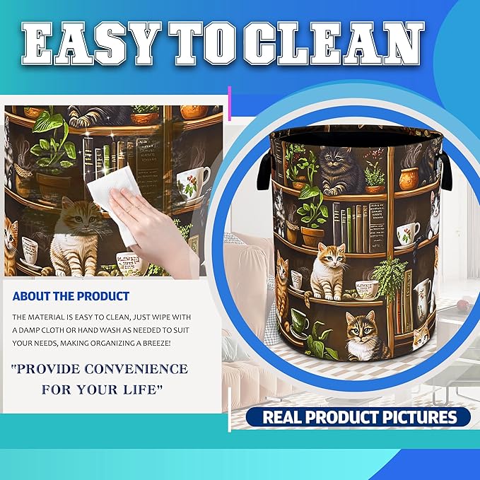 Cute Cat Laundry Basket Bookshelf Animal Oxford Cloth Laundry Hamper Funny - Image 8