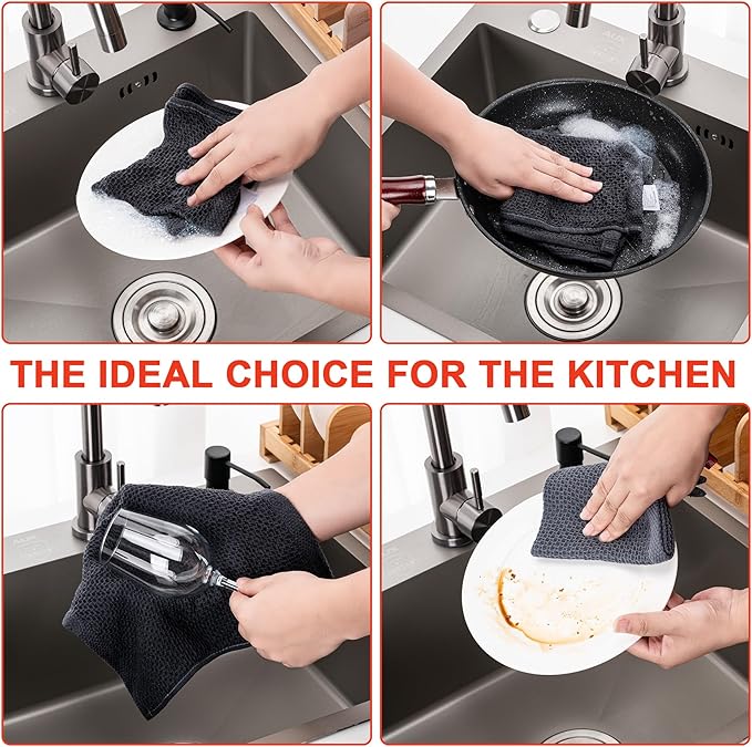 BOOMIBOO 6-Pack Kitchen Dish Cloths, 100% Cotton Waffle Weave, Ultra Soft - Image 6
