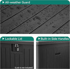 YITAHOME XXL 230 Gallon Large Deck Box,Outdoor Storage for Patio Furniture Cushions,Garden Tools with Flexible Divider,Waterproof,Lockable (Black) - Image 7