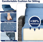 Outdoor Recliner Chair, Wicker Patio Recliners with Adjustable Backrest and Extended Foot Rest, Reclining Patio Chairs with Flip Table & Removable Cushion Cover for Porch - Image 4
