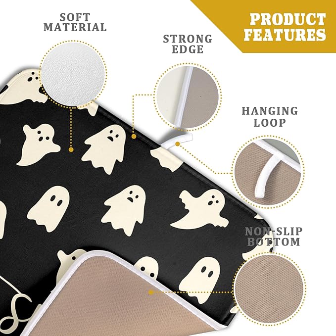 Halloween Dish Drying Mat for Kitchen Counter Spooky Ghost Holiday Super - Image 4