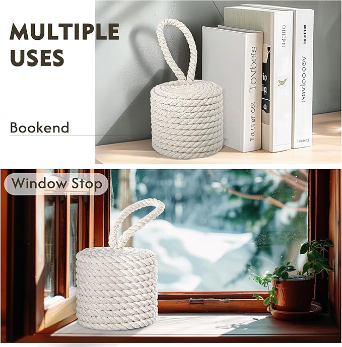 Elegant White Cotton Rope Door Stopper - Image 5