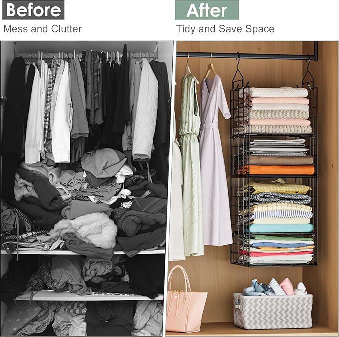 6-Tier Closet Hanging Organizer Shelves, Hanging Closet Organizer and Storage - Image 6