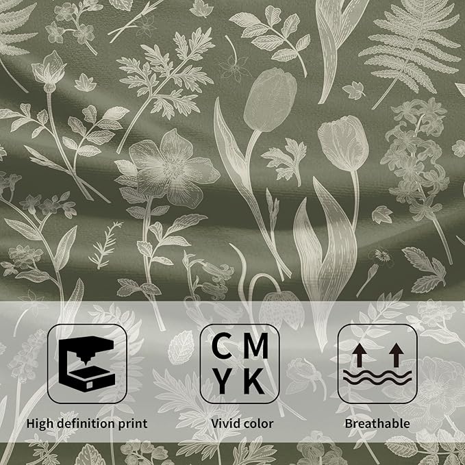 Sage Green Spring Floral Hand Towels - Image 3