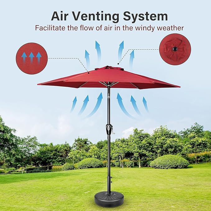 Simple Deluxe 9' Patio Umbrella Outdoor Table Market Yard Umbrella with Push Button Tilt/Crank - Image 5