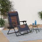 Best Choice Products Oversized Padded Zero Gravity Chair, Folding Outdoor Patio Recliner, XL Anti Gravity Lounger for Backyard w/Headrest, Cup Holder, Side Tray, Polyester Mesh - Navy/Brown - Image 2