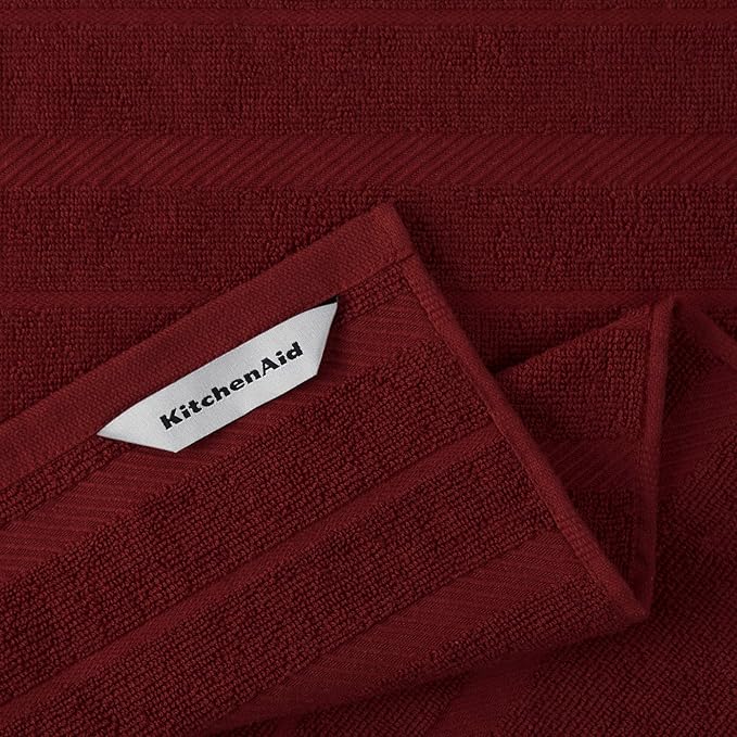 KitchenAid Albany Kitchen Towel 4-Pack Set, Smoked Paprika Red/White - Image 3