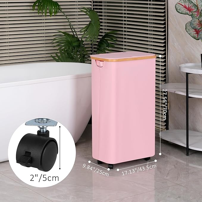 75L Laundry Basket with Wheels, Clothes Hamper - Image 2