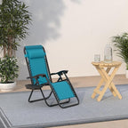 Best Choice Products Set of 2 Adjustable Steel Mesh Zero Gravity Lounge Chair Recliners w/Pillows and Cup Holder Trays - Peacock Blue - Image 2