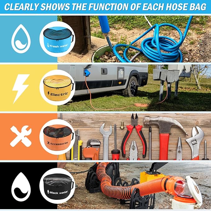 4 Pack RV Sewer Hose Storage, Visible Cover And Two-Way Zipper RV Hose Storage - Image 6